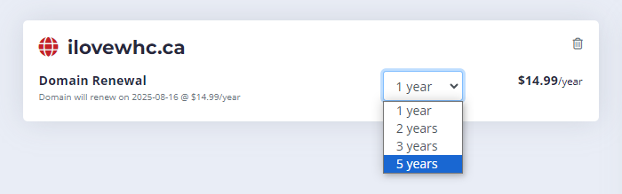 Domain renewal duration