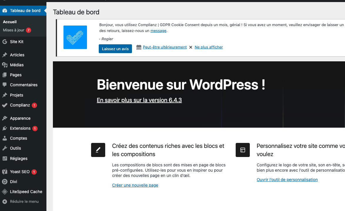 WordPress dashboard interface