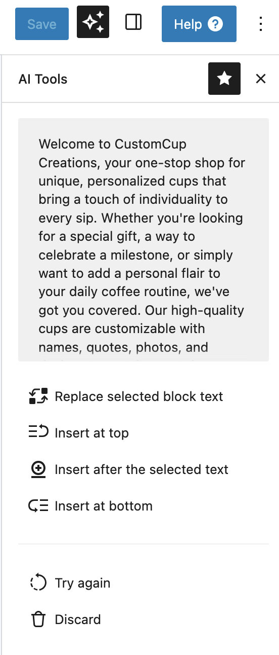 Example of text prompt