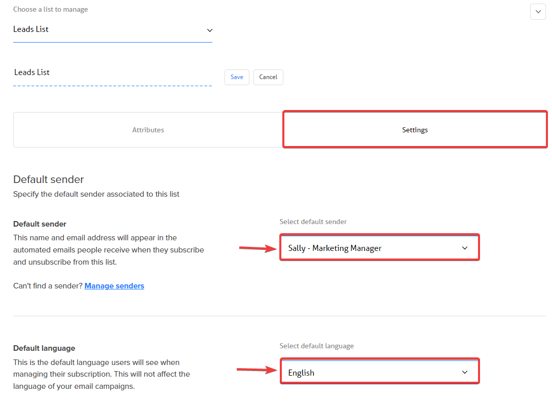 MailerMojo list settings