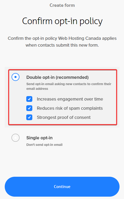 MailerMojo opt-in setting