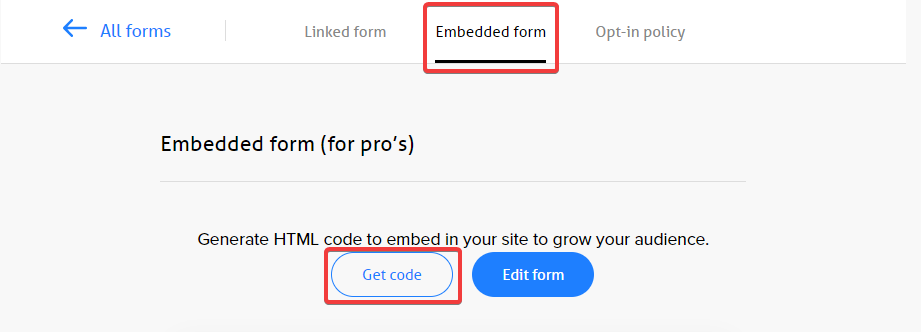 MailerMojo get embed code